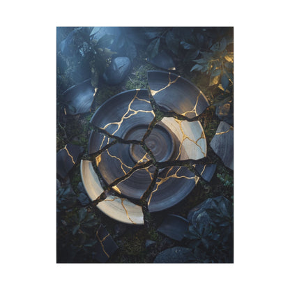 Resilient Broken Pottery Canvas Art - Gold Vein Kintsugi