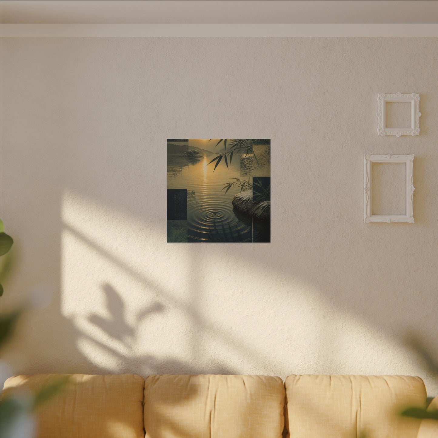 Zen Water Ripple in Golden Hour | Ukiyo E Inspired Canvas Art