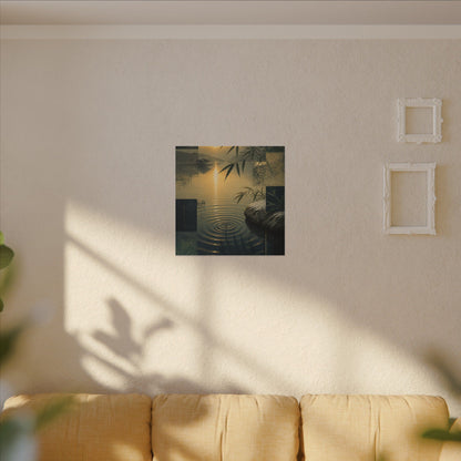 Zen Water Ripple in Golden Hour | Ukiyo E Inspired Canvas Art