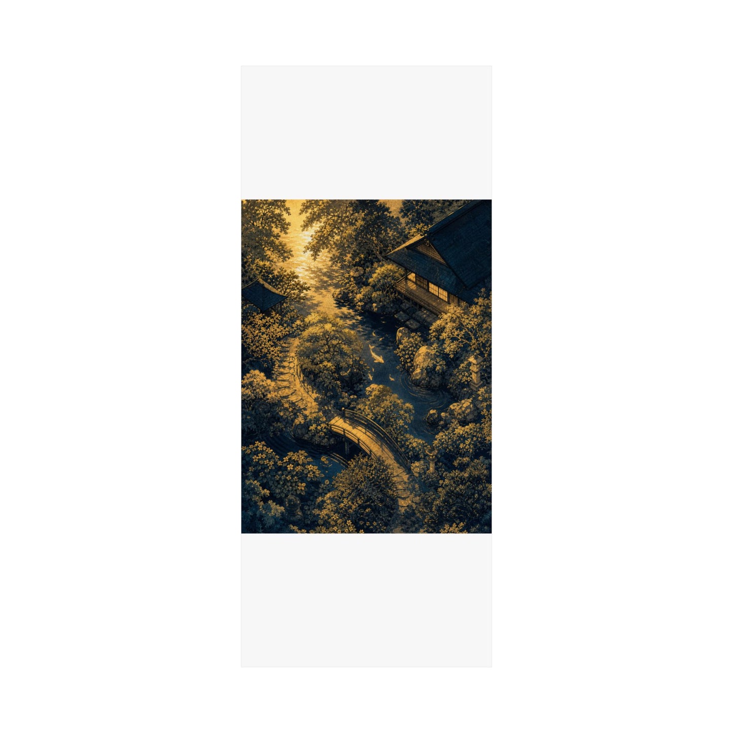 Moonlit Garden Ukiyo E Inspired Wall Art Print | Calm Zen Art