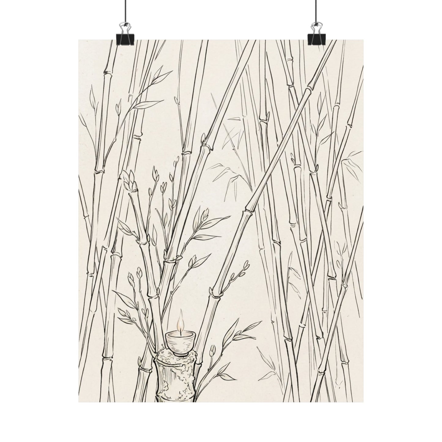 Bamboo Grove Wall Art Print | Spring Japandi Minimal Line Art