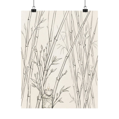Bamboo Grove Wall Art Print | Spring Japandi Minimal Line Art