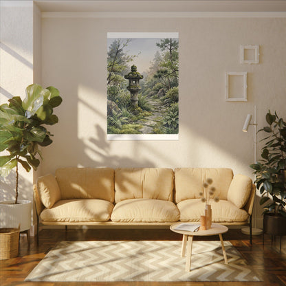 Neutral Stone Lantern Canvas Art - Watercolor Japandi
