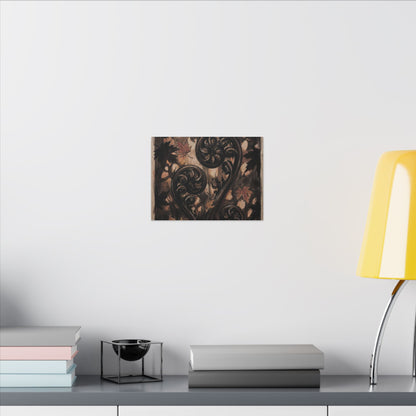 Mono No Aware Fern Unfurling Canvas Art - Dark Japandi Charcoal Ink