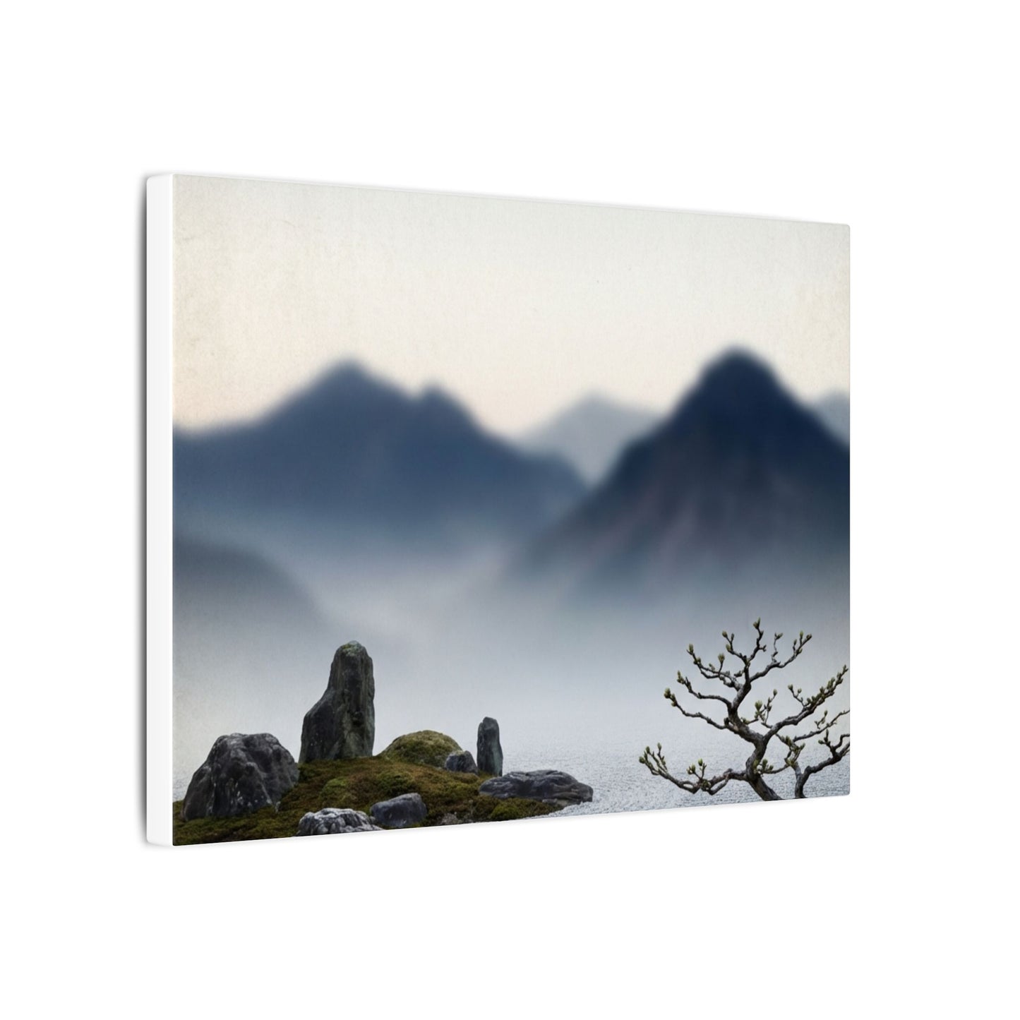 Mountain Mist Karesansui Canvas Art | Contemplative Zen Art