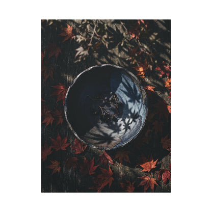 Autumn Ceramic Bowl Shadow Zen Canvas Art | Bold Decor