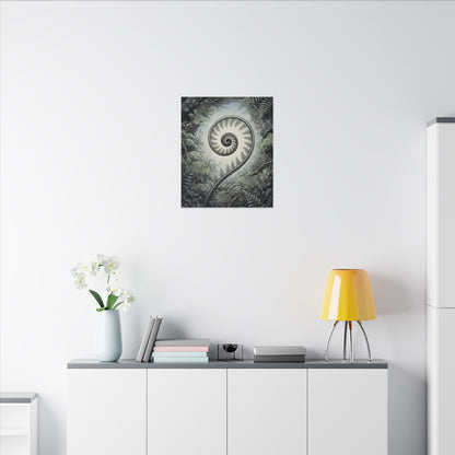 Zen Fern Unfurling in Dawn | Ukiyo E Inspired Canvas Art