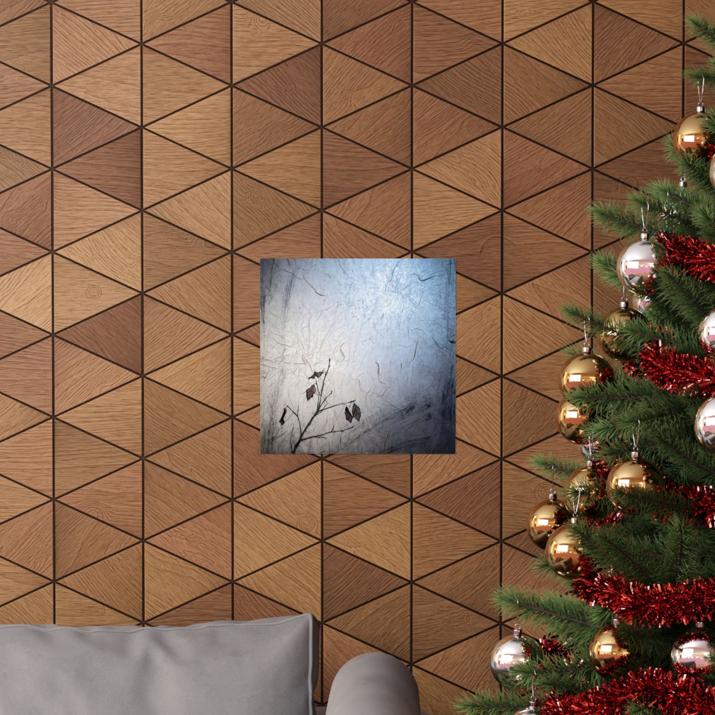 Japandi Shoji Screen in Moonlight | Texture Wall Art Print