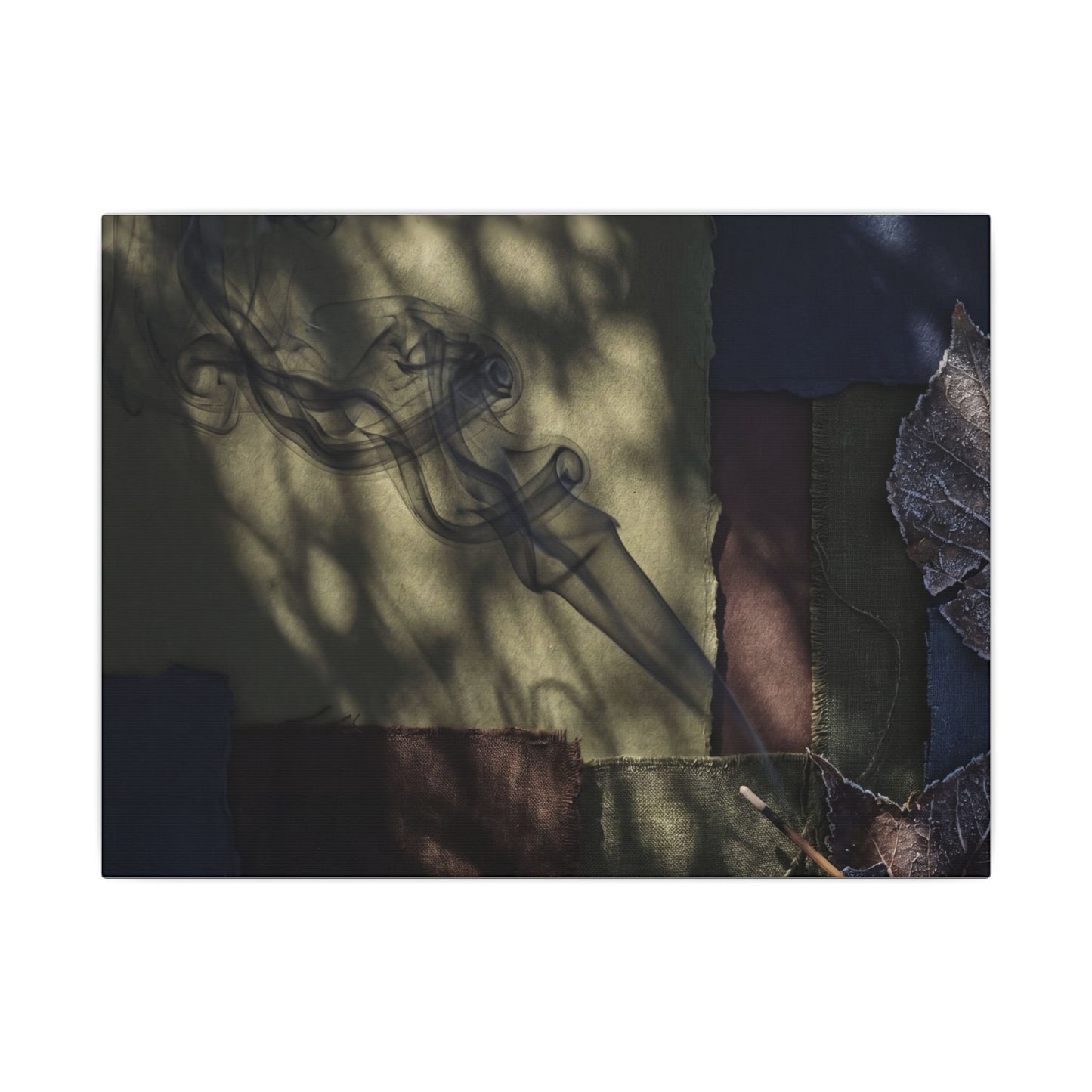 Ma Incense Smoke Canvas Art - Dark Japandi Dark Texture