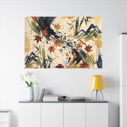 Golden Hour Ink Brushstroke Canvas Art - Zen Shibui