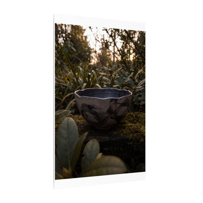 Ceramic Bowl Canvas Art | Summer Dark Japandi Charcoal Ink Art