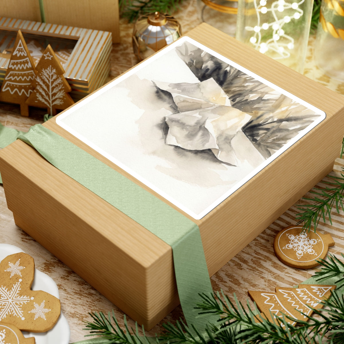 Neutral Paper Fold Sticker - Watercolor Japandi Art Print