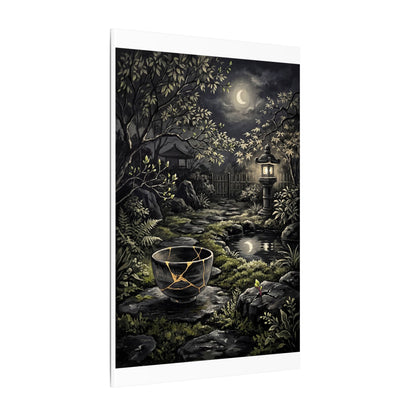 Kintsugi Moonlit Garden in Dappled | Gold Repair Canvas Art