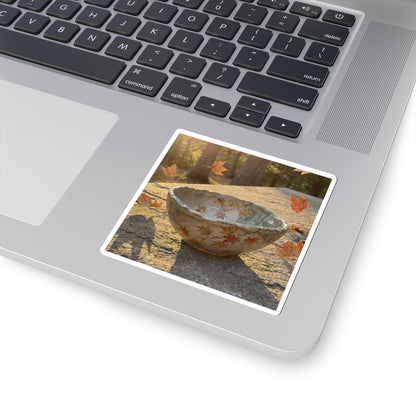 Japandi Ceramic Bowl in Golden Hour | Japanese Pattern Sticker Art Print