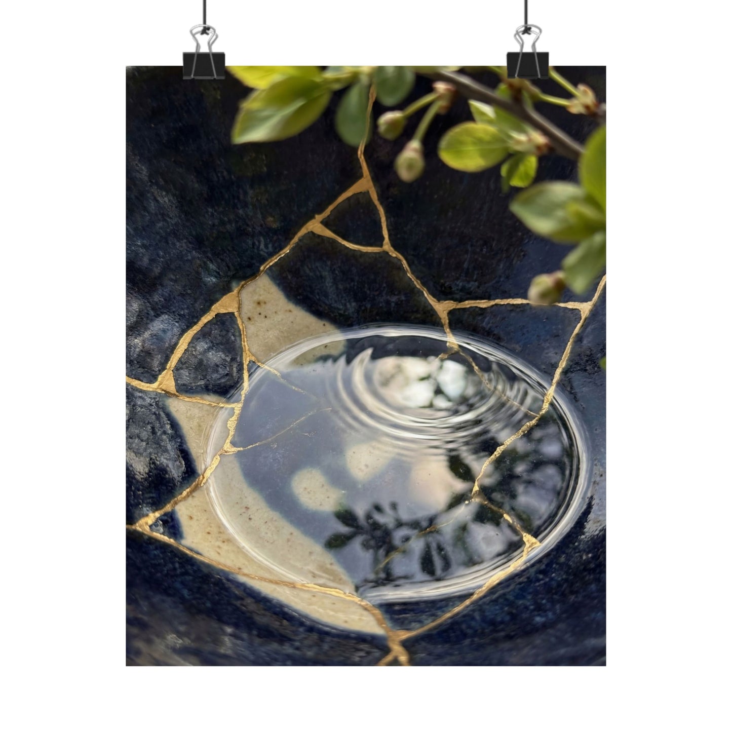 Seijaku Water Ripple Wall Art Print - Kintsugi Gold Repair Art Print