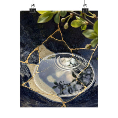 Seijaku Water Ripple Wall Art Print - Kintsugi Gold Repair Art Print
