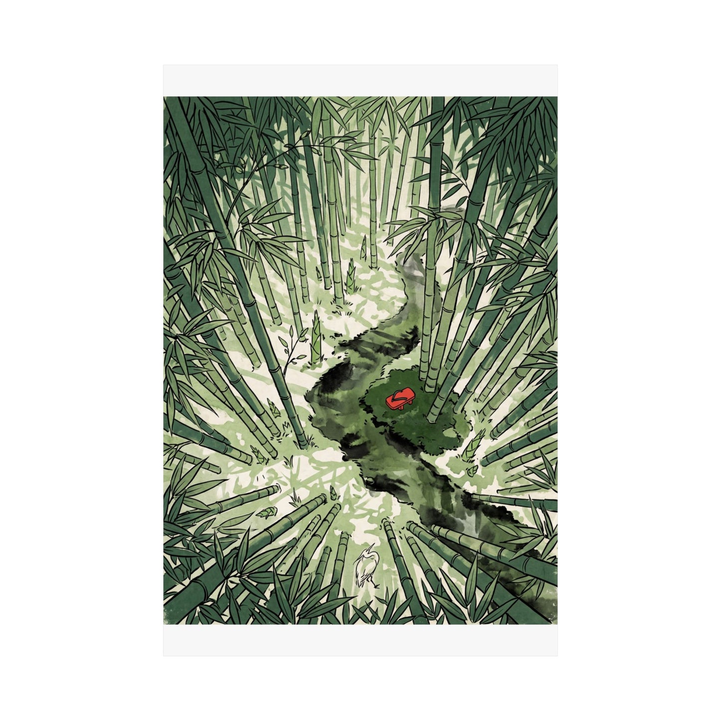 Zen Bamboo Grove in Overcast | Ukiyo E Inspired Wall Art Print