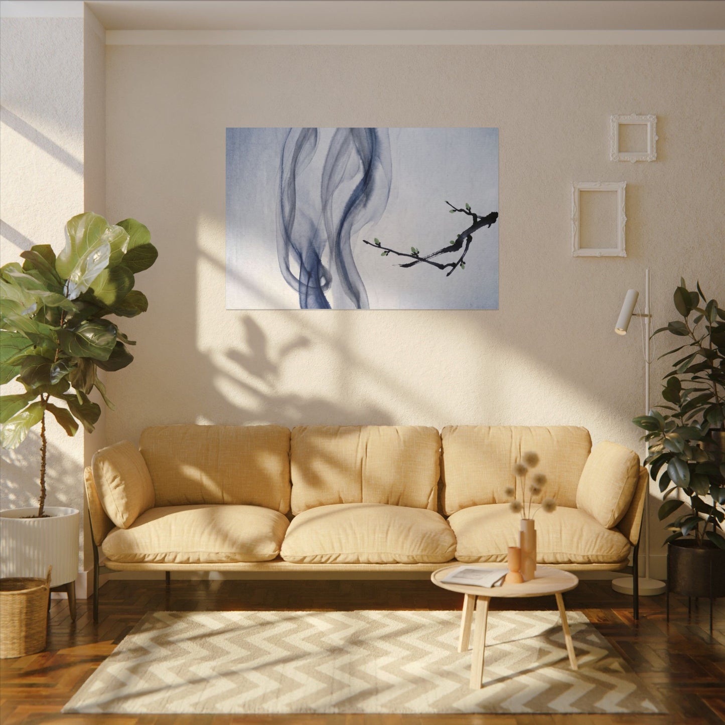 Incense Smoke Spring Canvas Art | Zen Tranquil Design