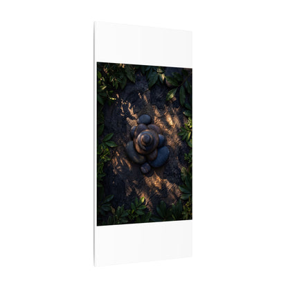 Ma River Stones Canvas Art - Dark Japandi Dark Texture
