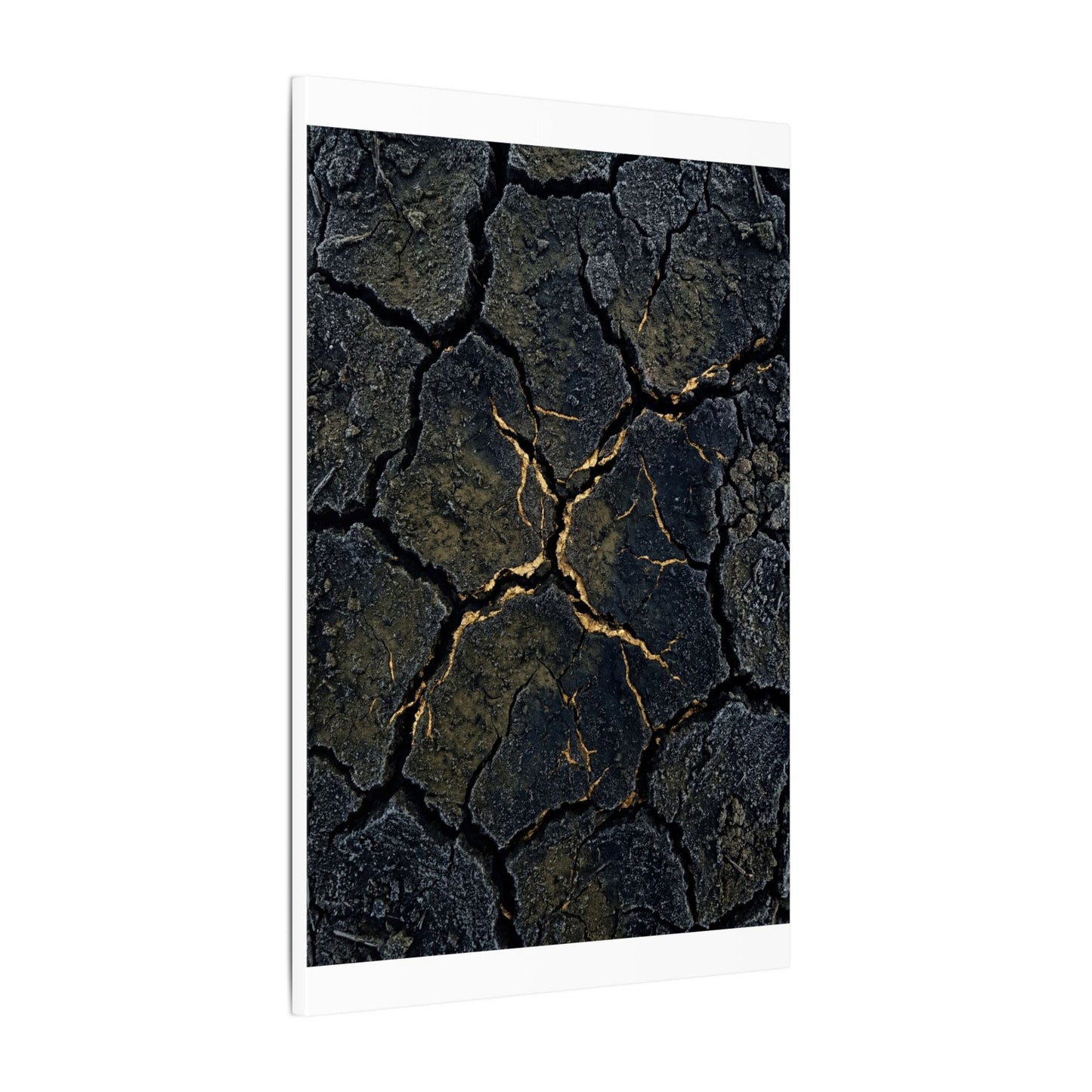 Overcast Cracked Earth Canvas Art - Dark Japandi Ma