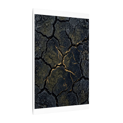 Overcast Cracked Earth Canvas Art - Dark Japandi Ma