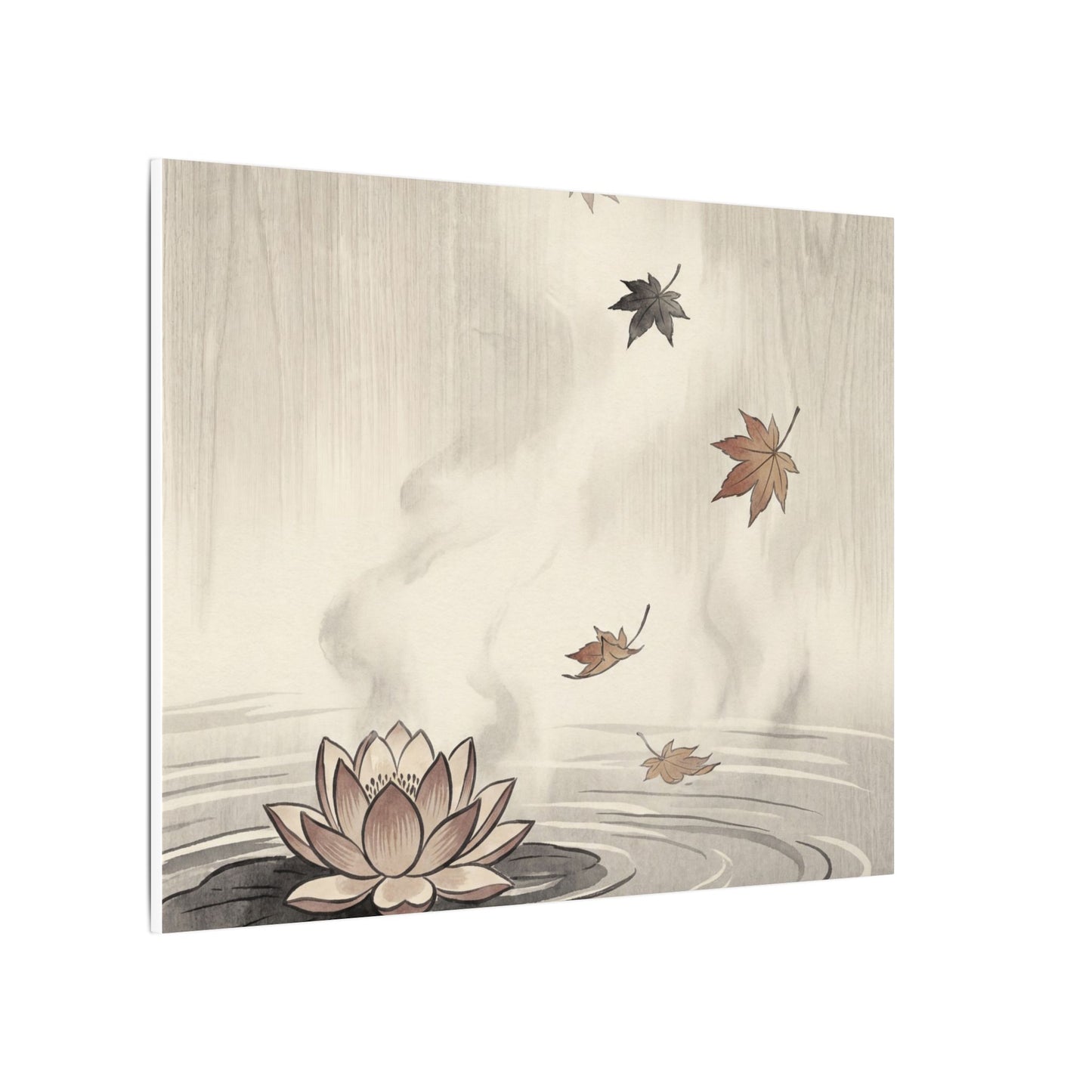 Lotus Flower Canvas Art | Autumn Zen Ukiyo E Inspired Art