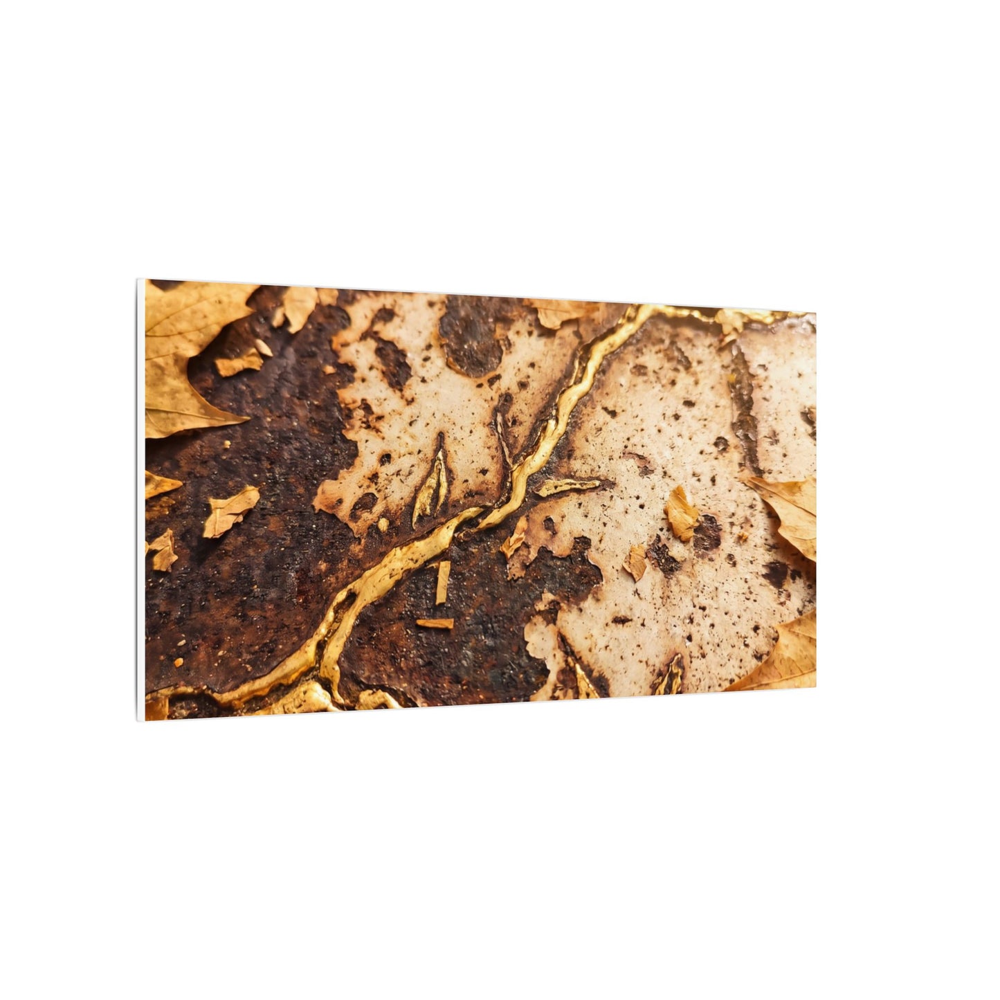 Kintsugi Rust Patina in Golden Hour | Gold Vein Canvas Art