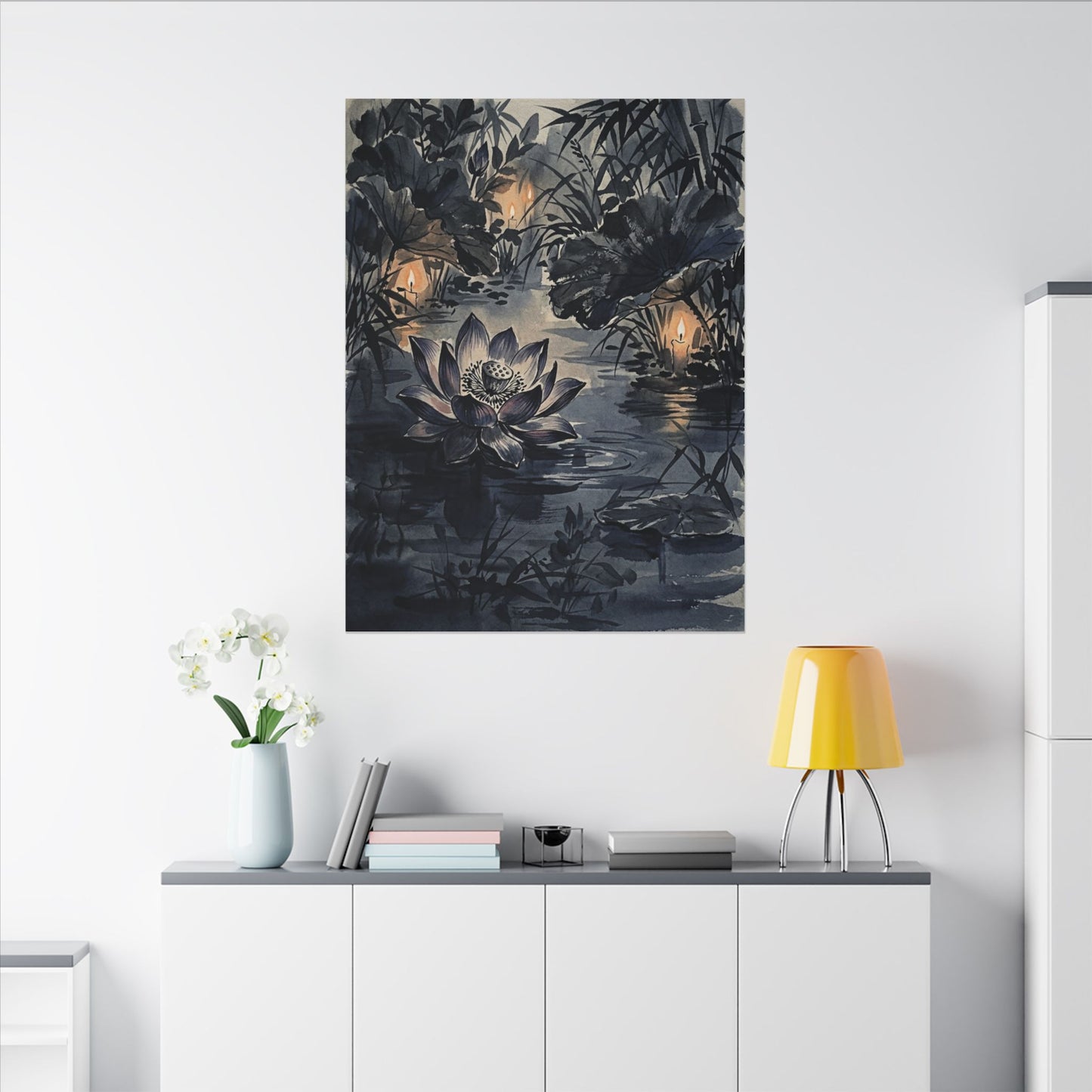 Fukinsei Lotus Flower Canvas Art - Zen Sumi E