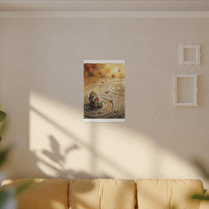 Autumn Rock Garden Watercolor Canvas Art | Neutral Decor