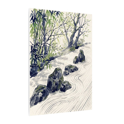 Dappled Rock Garden Canvas Art - Zen Mono No Aware