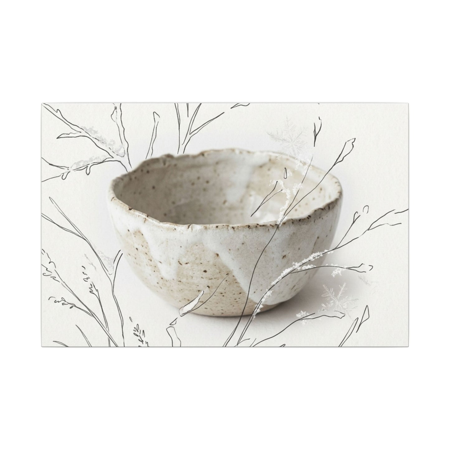 Neutral Ceramic Bowl Canvas Art - Minimal Line Japandi