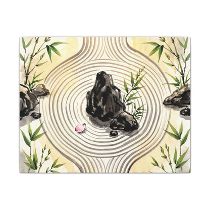 Zen Rock Garden in Golden Hour | Sumi E Canvas Art
