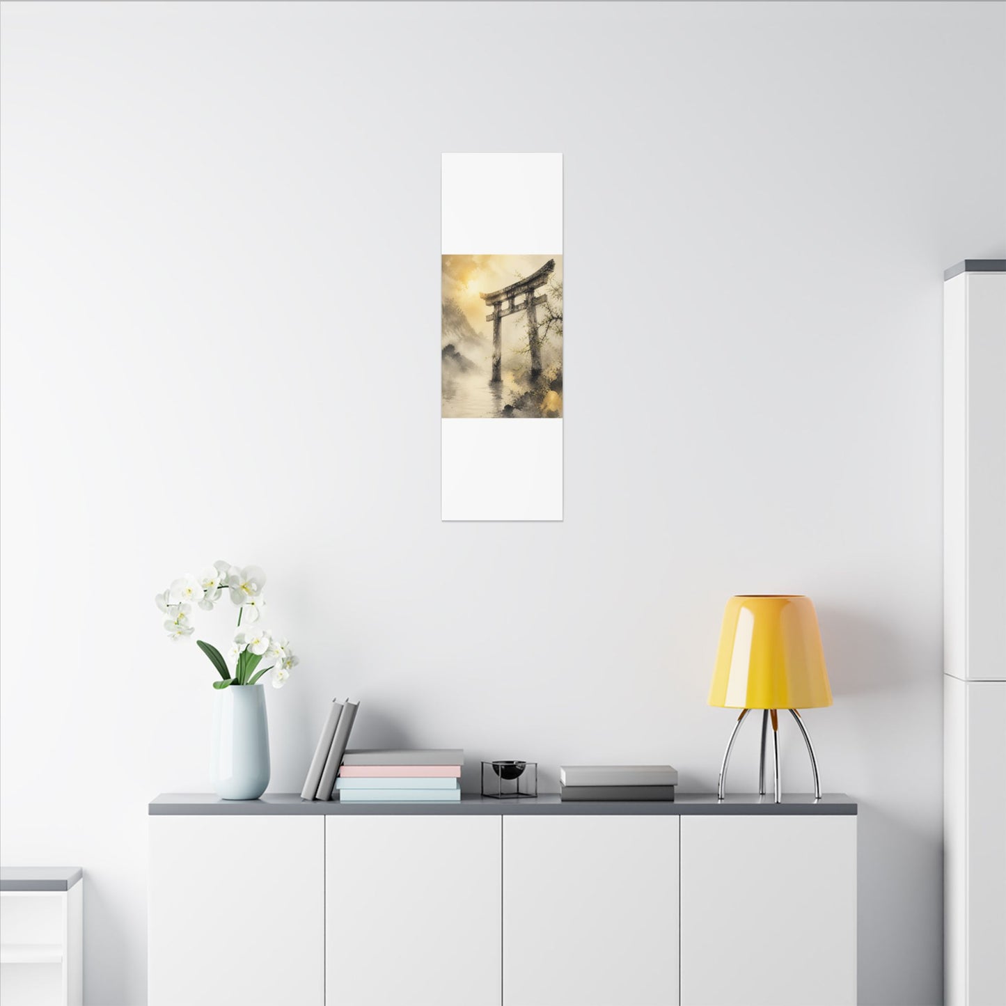 Spring Torii Gate Sumi E Canvas Art | Tranquil Decor