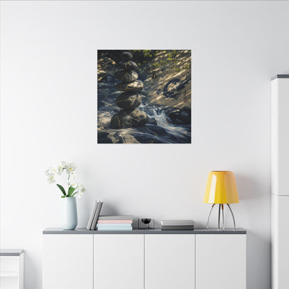 Kintsugi River Stones in Dappled | Broken Beauty Canvas Art