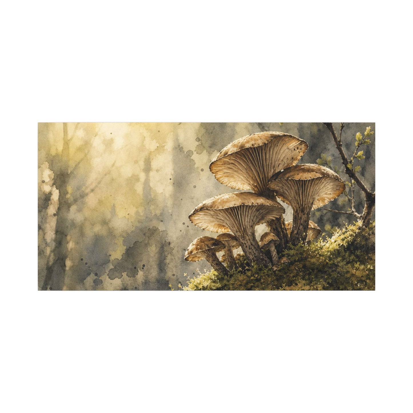 Wild Mushrooms Canvas Art | Spring Japandi Watercolor Art
