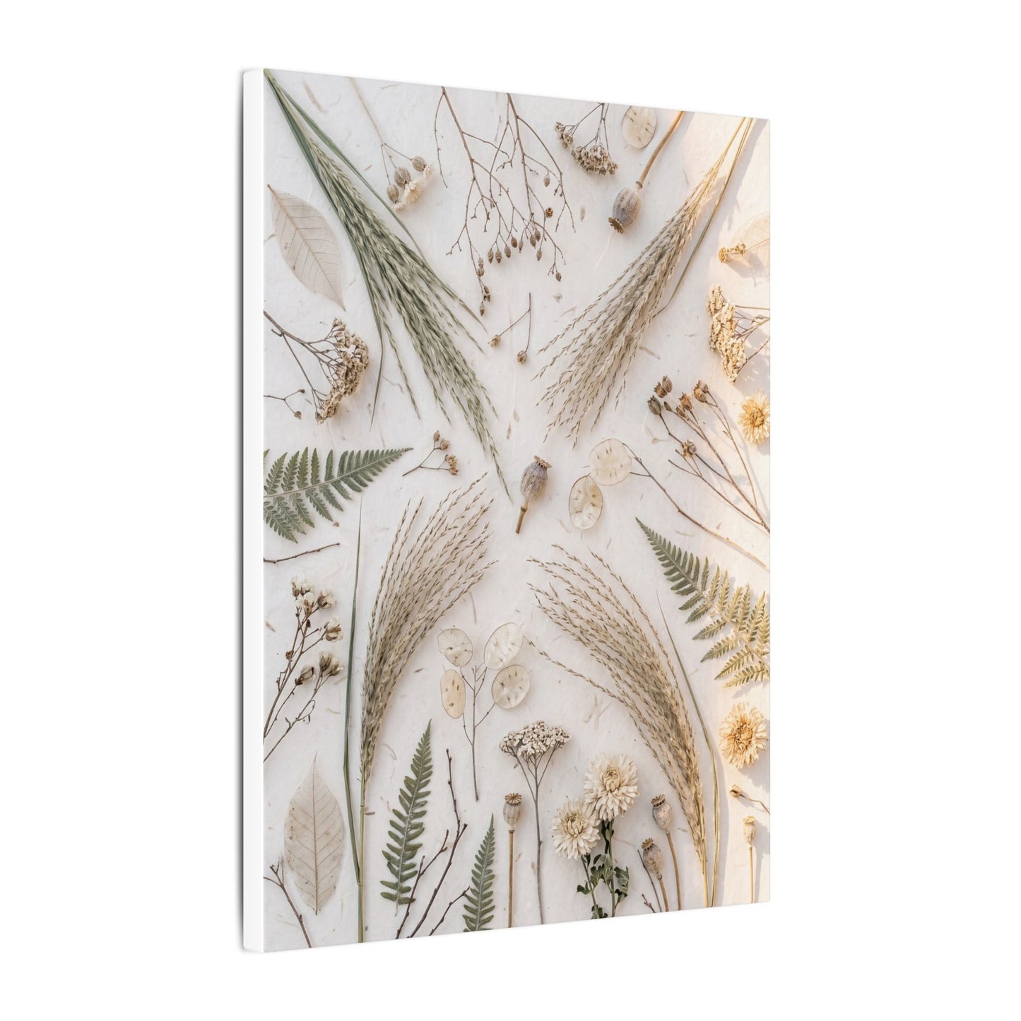 Elegant Dried Flowers Canvas Art - Japanese Pattern Japandi