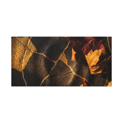 Resilient Shadow Play Canvas Art - Crackle Gold Kintsugi