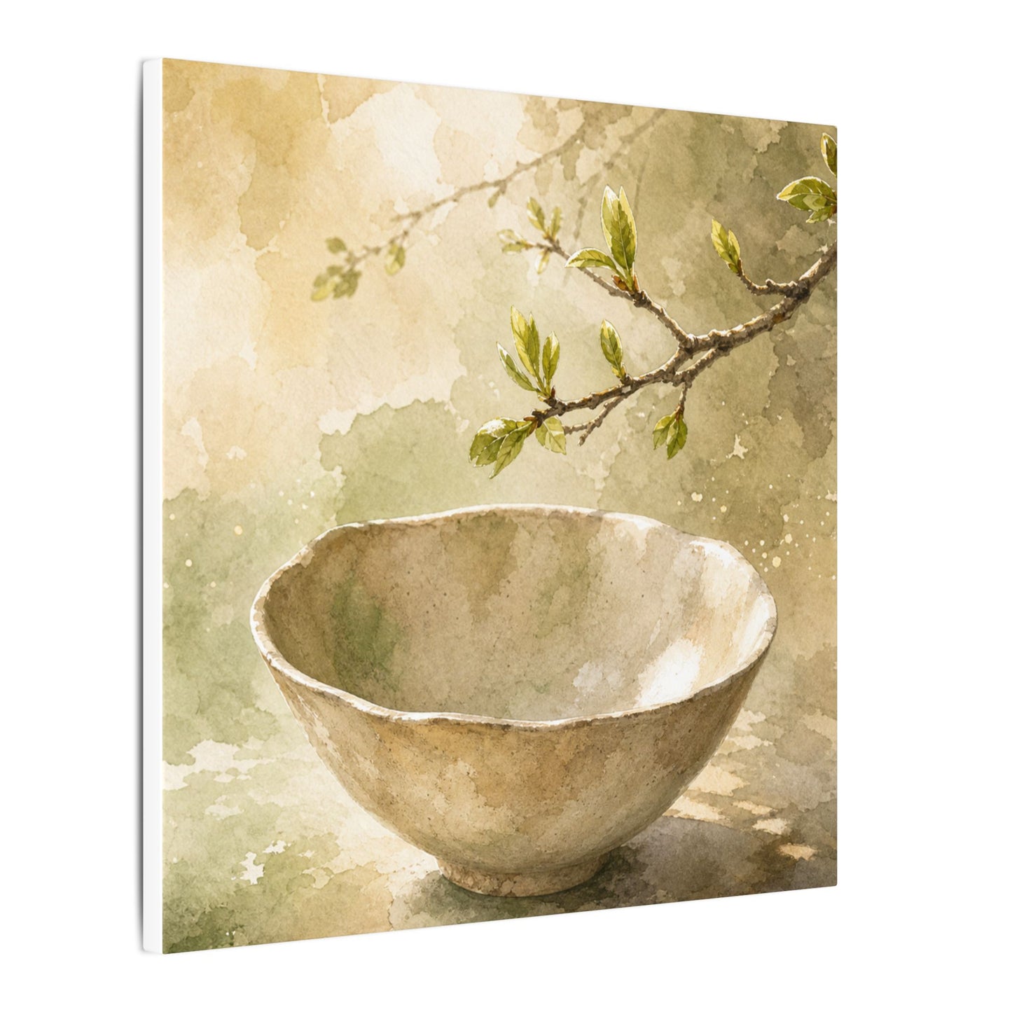 Warm Ceramic Bowl Canvas Art - Watercolor Japandi