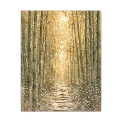 Bamboo Grove Winter Canvas Art | Japandi Elegant Design