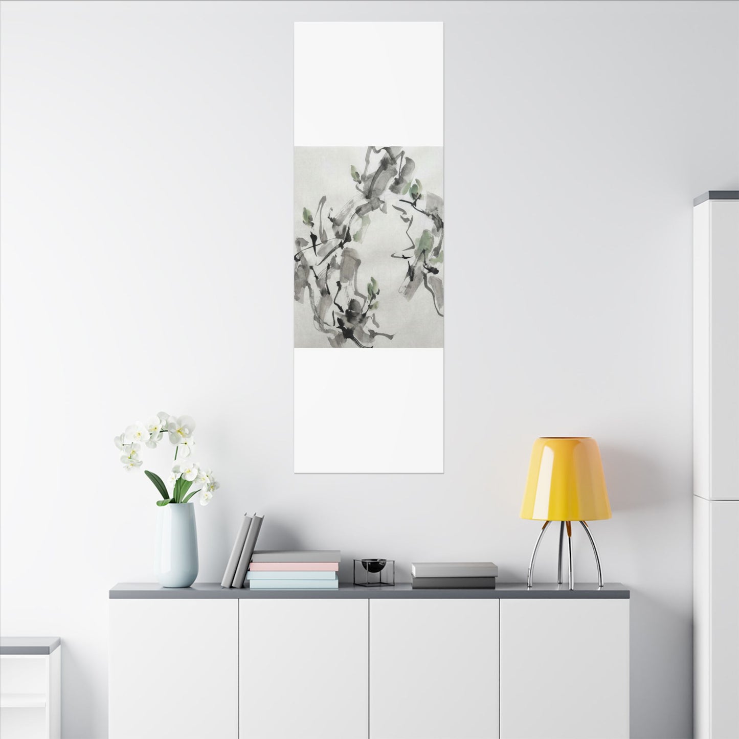 Zen Ink Brushstroke in Overcast | Sumi E Canvas Art