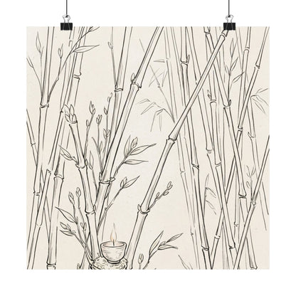 Bamboo Grove Wall Art Print | Spring Japandi Minimal Line Art