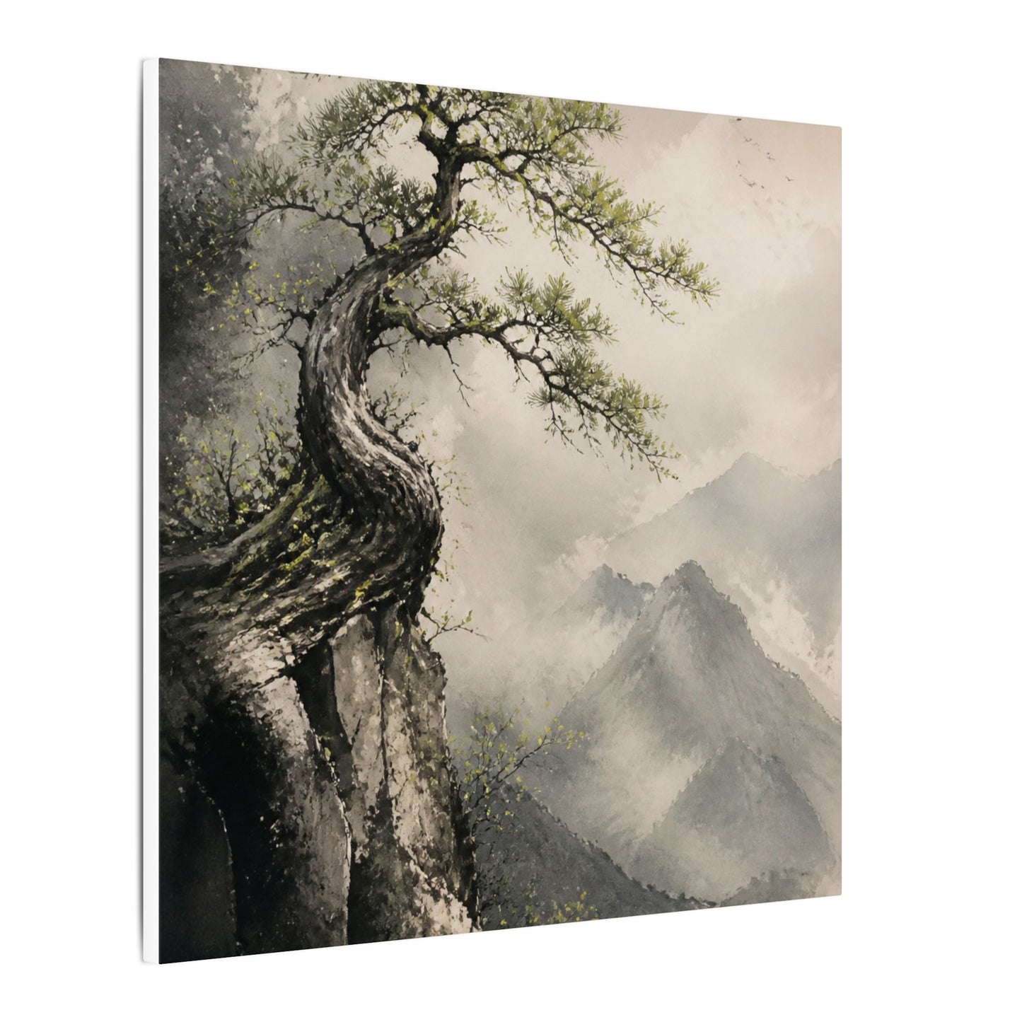 Spring Pine Tree Watercolor Canvas Art | Warm Decor