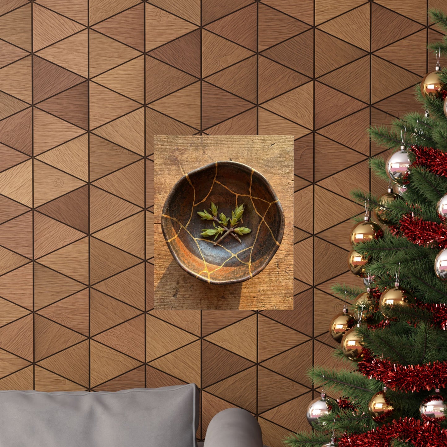 Golden Hour Ceramic Bowl Wall Art Print - Kintsugi Datsuzoku