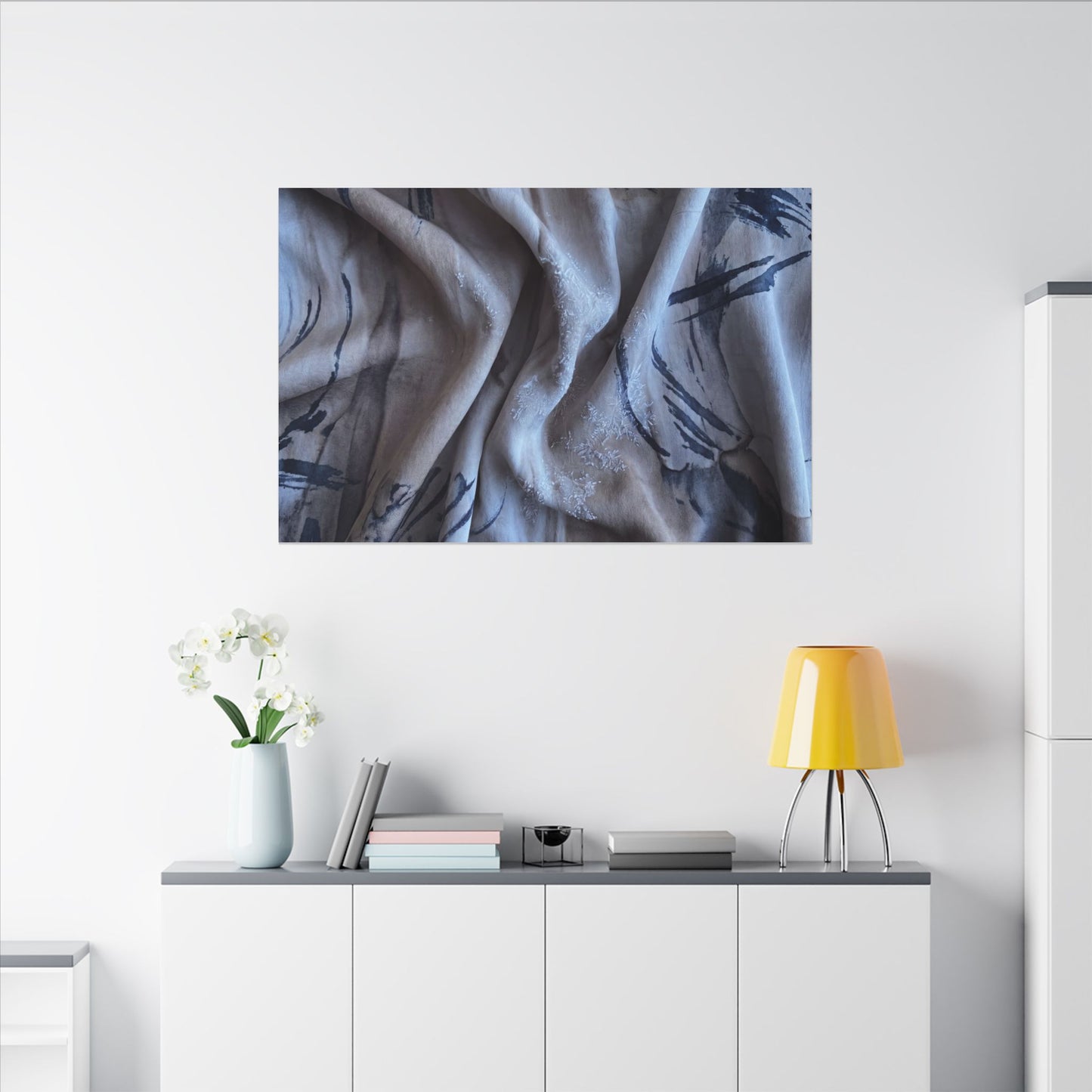 Silk Drape Winter Canvas Art | Japandi Earthy Design