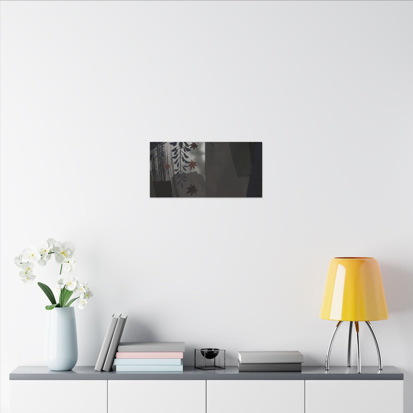 Wisteria Autumn Canvas Art | Dark Japandi Moody Design
