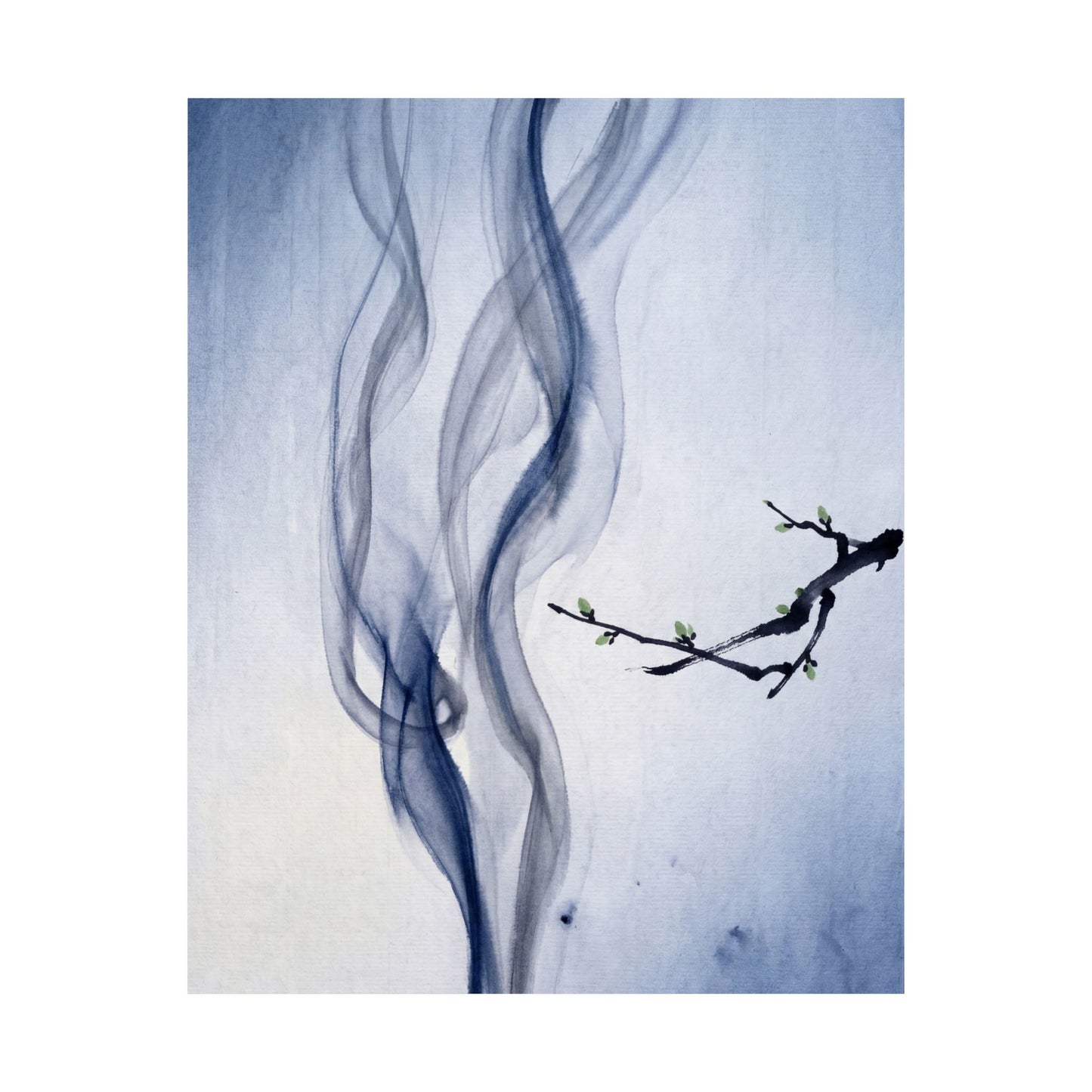 Datsuzoku Incense Smoke Wall Art Print - Zen Sumi E