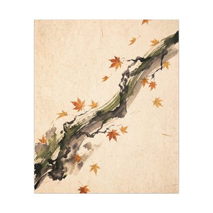 Ink Brushstroke Autumn Canvas Art | Zen Calm Design