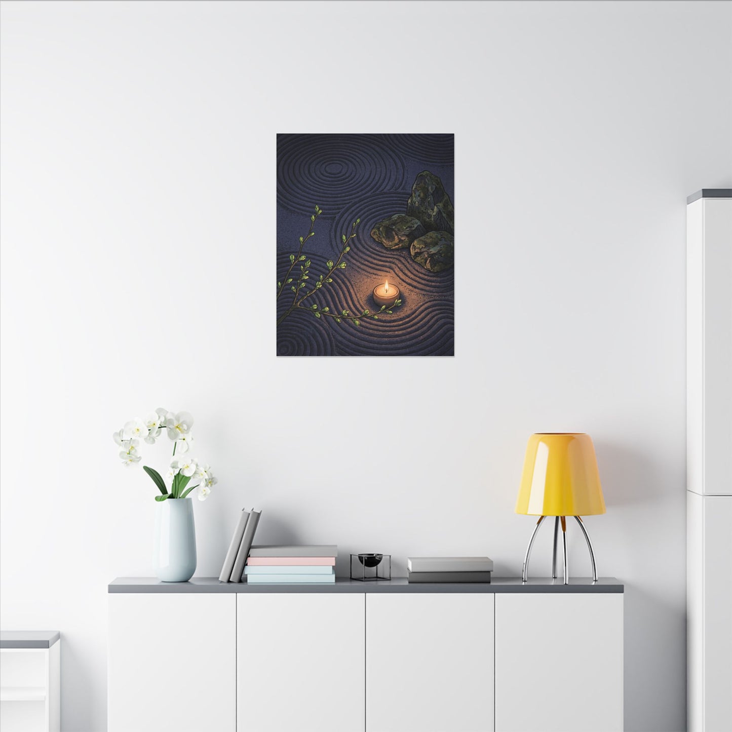 Mono No Aware Rock Garden Canvas Art - Zen Ukiyo E Inspired