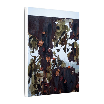 Rust Patina Charcoal Ink Canvas Art | Sophisticated Dark Japandi Art