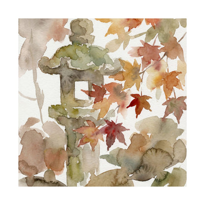 Neutral Stone Lantern Wall Art Print - Watercolor Japandi